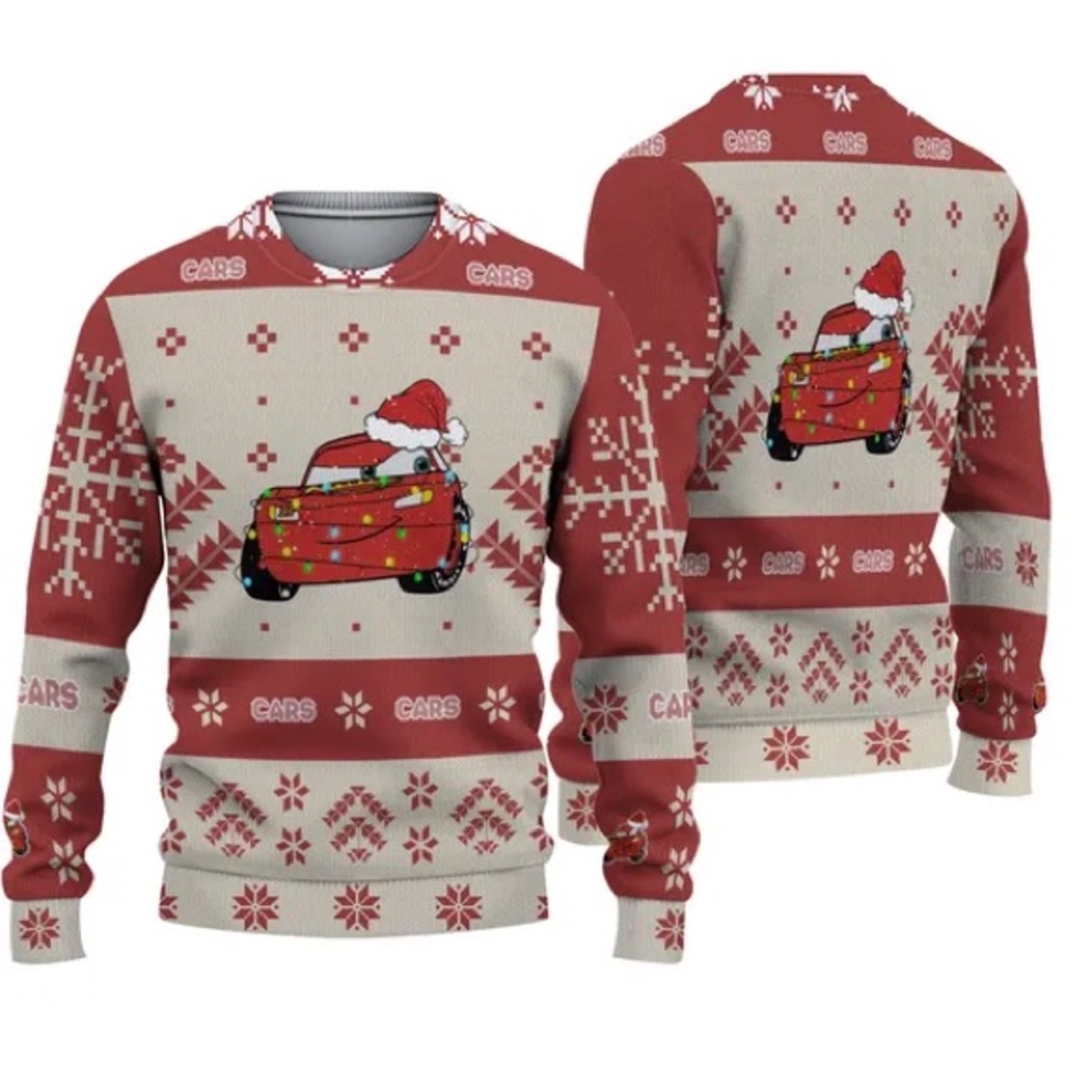 Disney Christmas Cars Lightning McQueen Snowflakes Ugly Sweater Type: Unisex XL